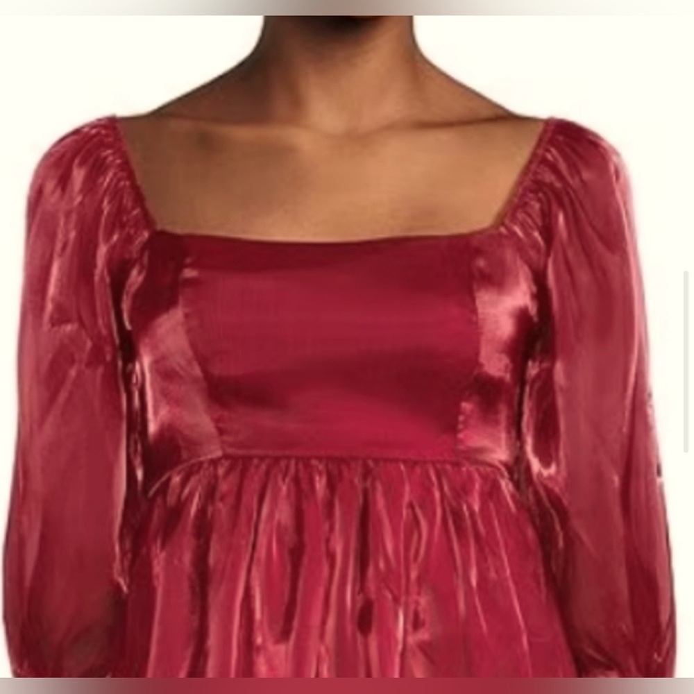 Thirty Thirty LA Chiffon Babydoll Dress Red Mini Medium Sexy Chic Shiny Red $69 - Picture 3 of 6